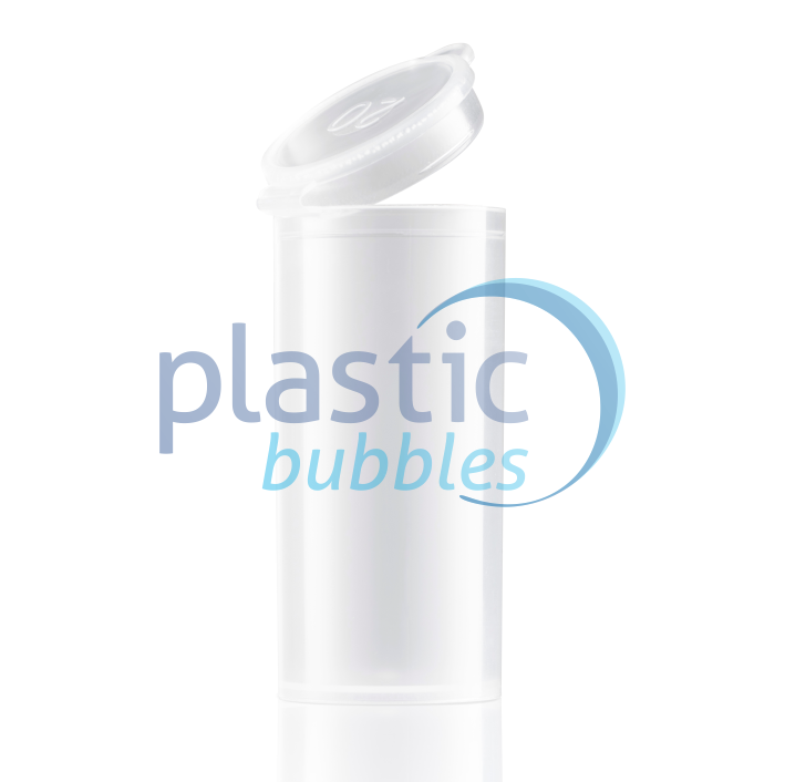 Plastic Bubbles 20ml Natural Hinged Vial Open