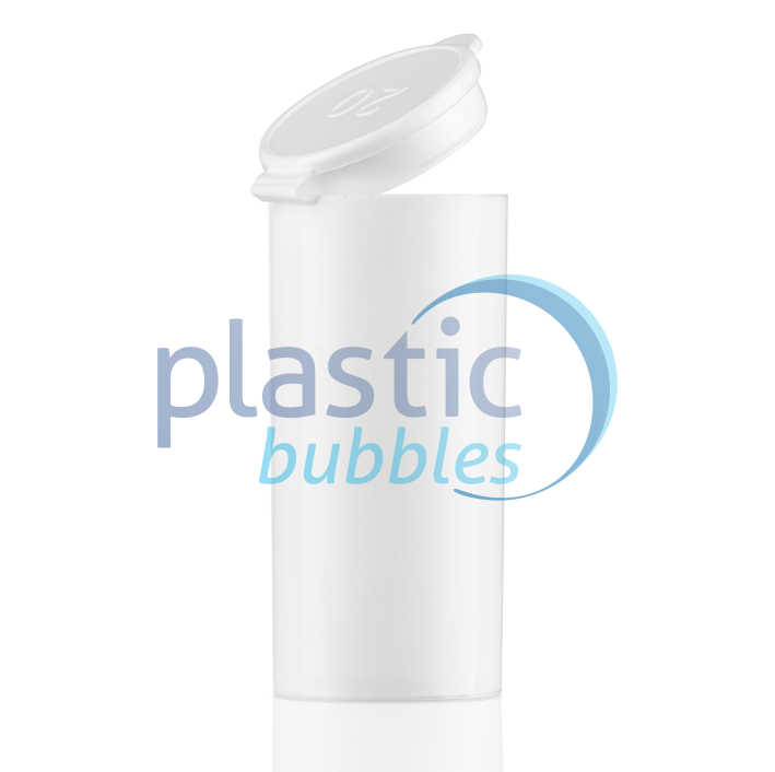 Plastic Bubbles 20ml White Hinged Vial Open
