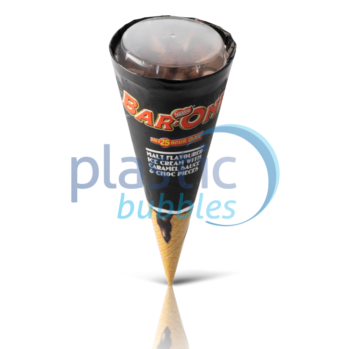 Plastic Bubbles Ice Cream Lids - cone full Bar one