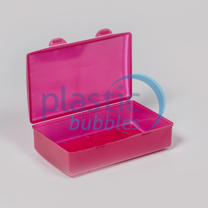 Plastic Bubbles Hinged Lunch Box Red