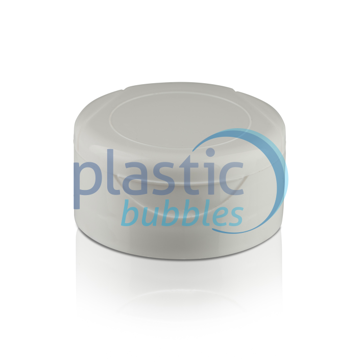 Plastic Bubbles 38mm Flip top Cap white closed