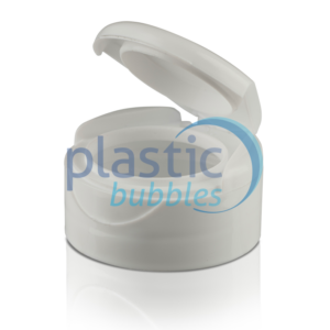 Plastic Bubbles 38mm Flip top Cap white open